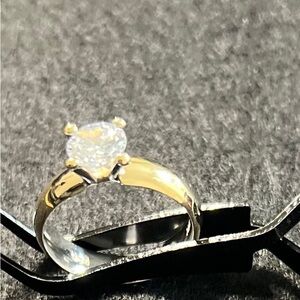 Elegant 950 Silver Women Ring with Overlay 18K Gold